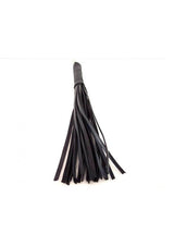 Rouge Leather Spiral Flogger Black with a spiral handle, designed for bondage and sensation play.