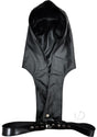 Rouge Leather Adjustable Harness Hoodie Black showcasing the sleek faux leather design and adjustable straps.