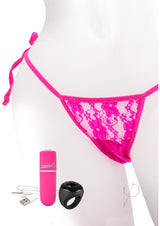 My Secret Panty Vibe Set with Remote Control Ring Pink, featuring lace panties, a vibrating bullet, and remote control ring.