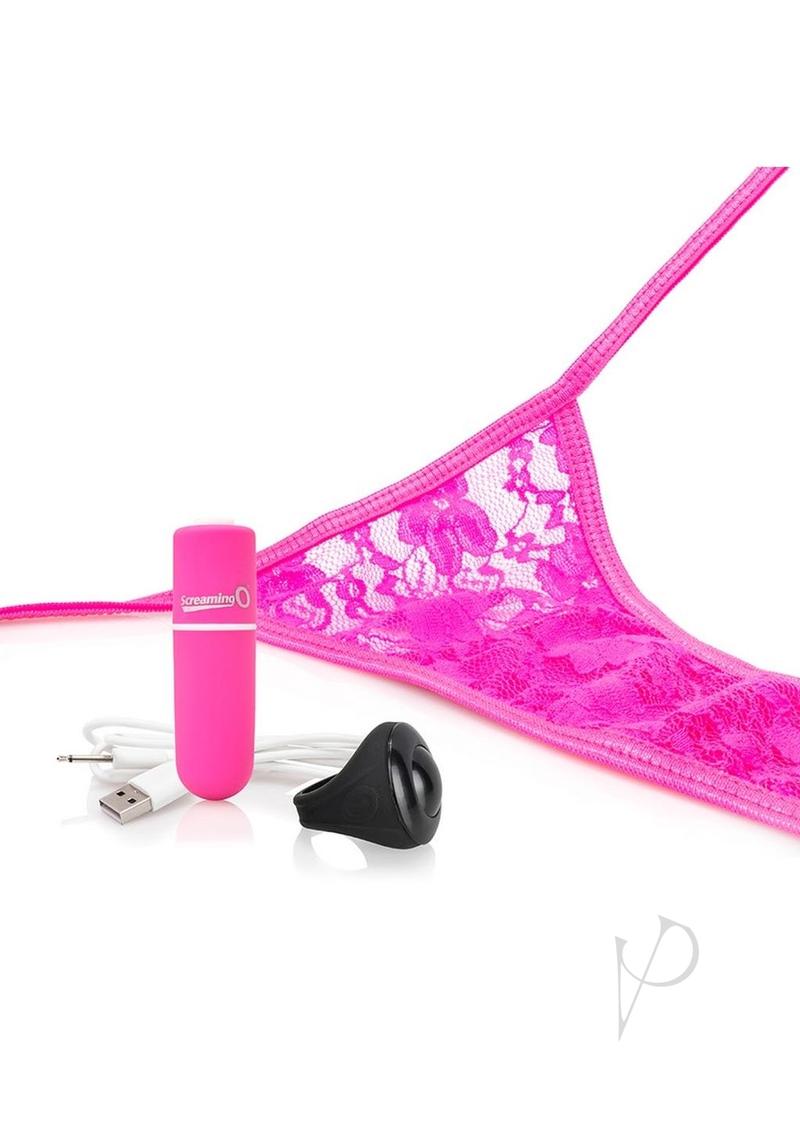 My Secret Panty Vibe Set with Remote Control Ring Pink accessories including lace panties, vibrating bullet, and remote.