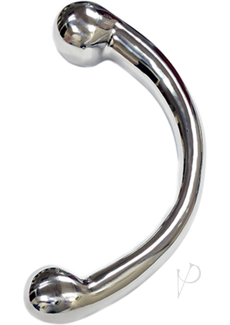 Rouge Stainless Steel Wand Dildo Silver - curved and polished for deep pleasure.