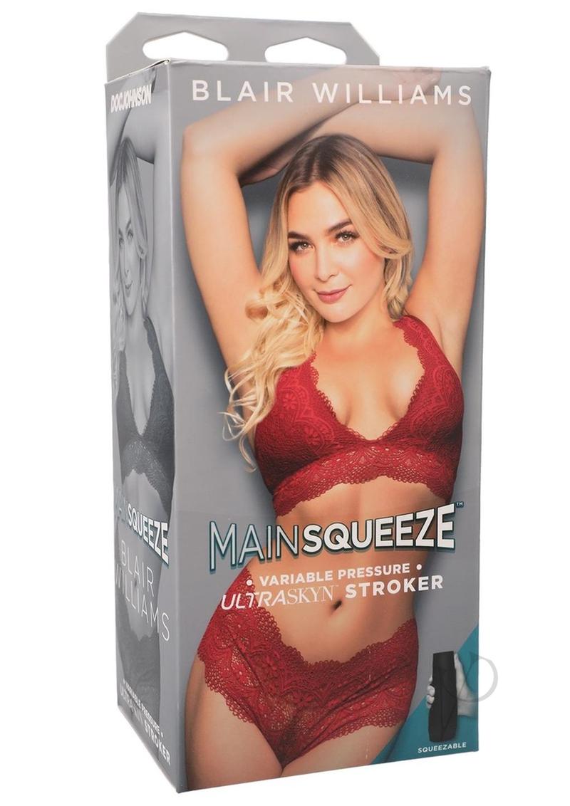 Main Squeeze Blair Williams Ultraskyn Masturbator Pussy packaging featuring Blair Williams.