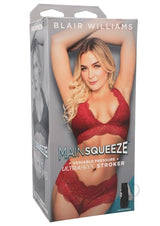 Main Squeeze Blair Williams Ultraskyn Masturbator Pussy packaging featuring Blair Williams.