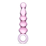 Glas 7.5 inches Quintessence Beaded Anal Slider Glass Dildo with Ring Handle