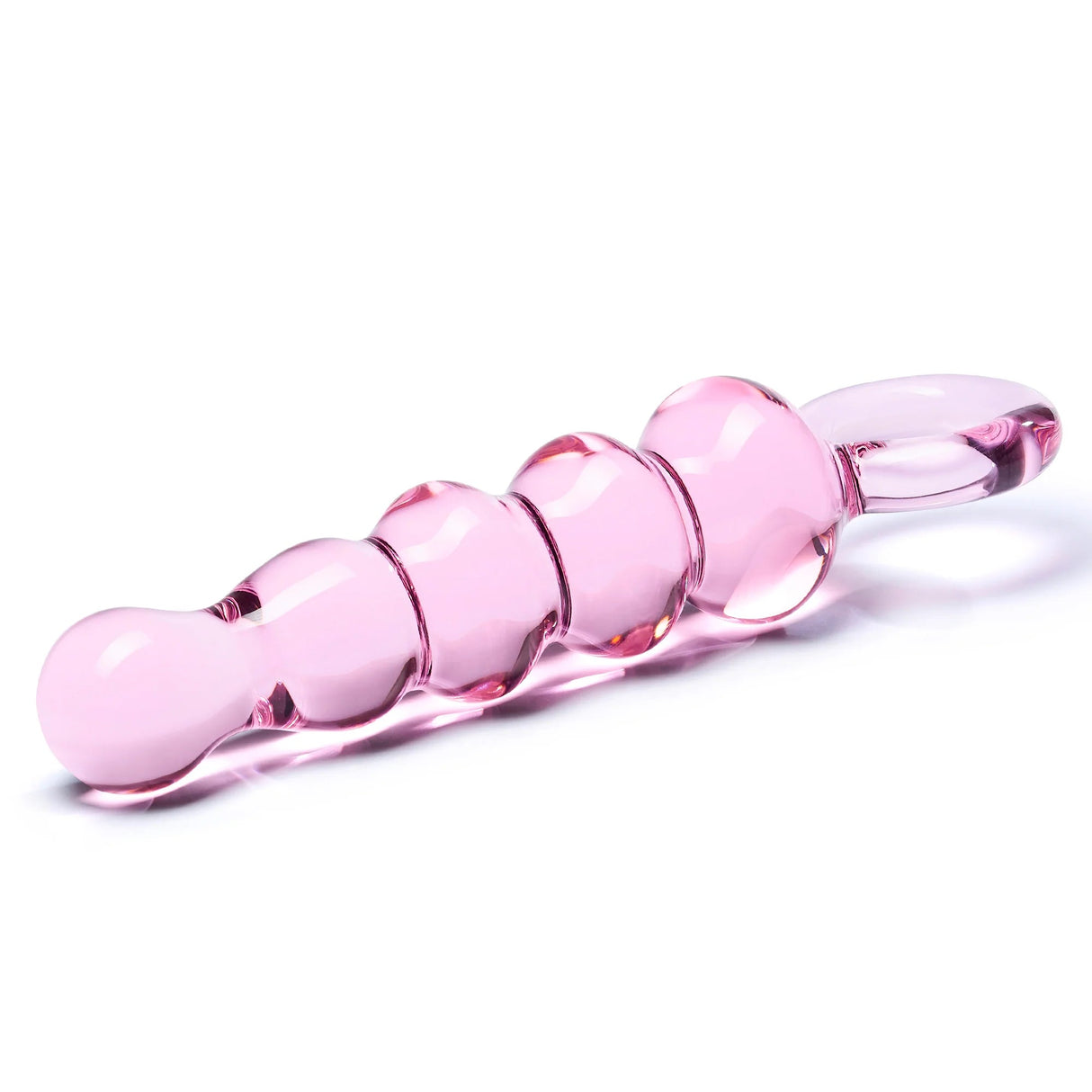 Glas 7.5 inches Quintessence Beaded Anal Slider Glass Dildo with Ring Handle