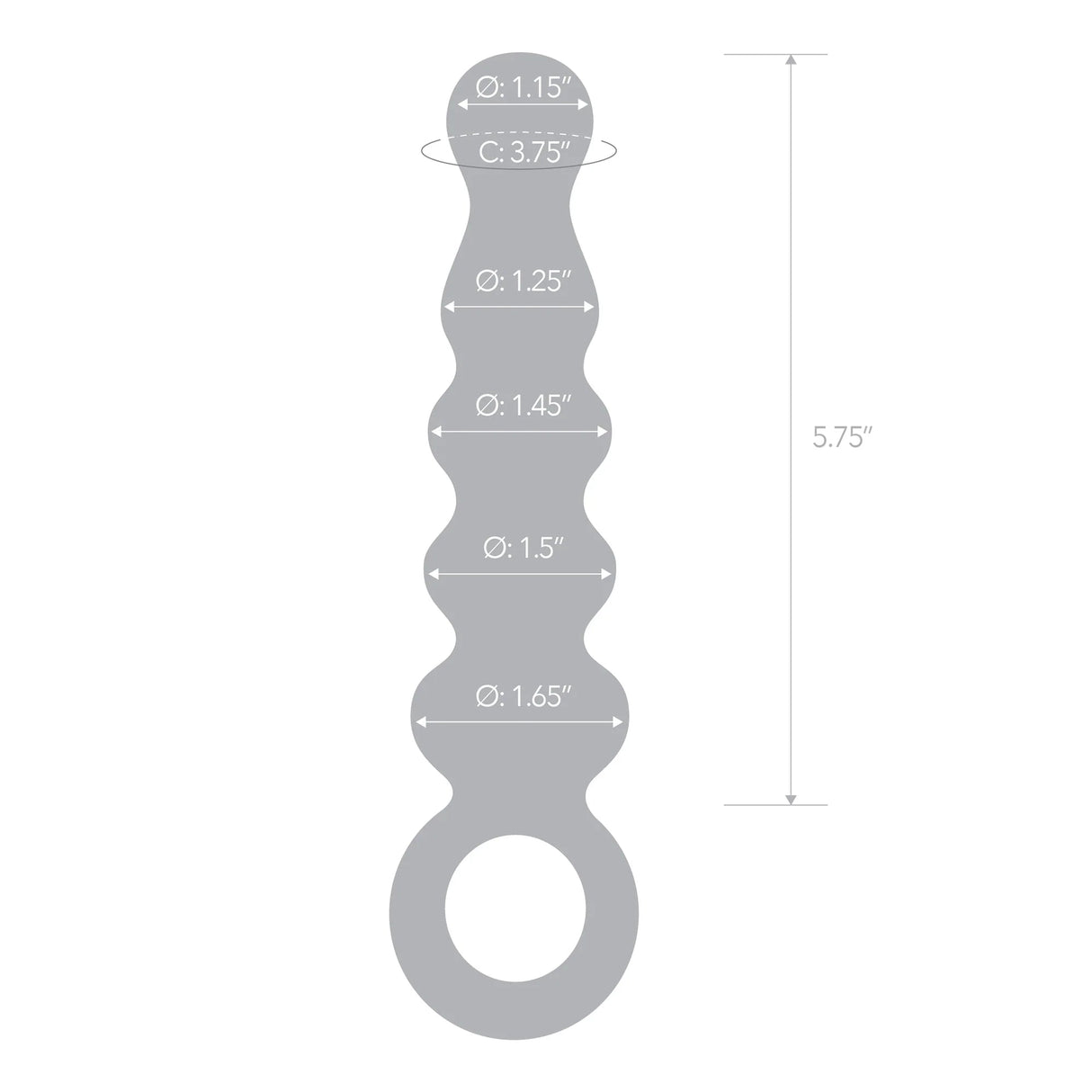 Glas 7.5 inches Quintessence Beaded Anal Slider Glass Dildo with Ring Handle