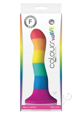Colours Pride Edition Wave Silicone Dildo 6 Inch Rainbow with vibrant colors and firm silicone texture.