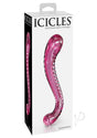 Icicles No 69 Textured G-Spot Glass Probe Pink packaging featuring a unique hand-blown glass design for pleasure.