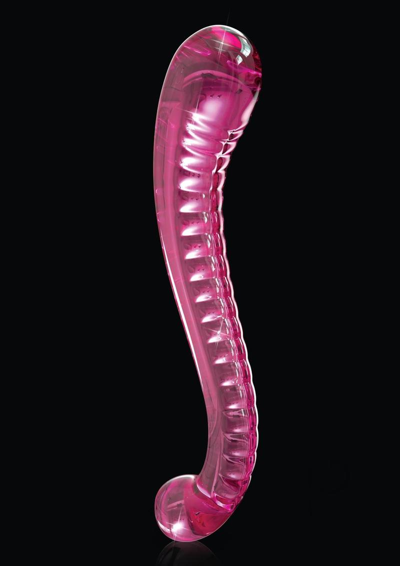 Icicles No 69 Textured G-Spot Glass Probe Pink elegantly designed for precise internal stimulation and pleasure.