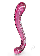 Icicles No 69 Textured G-Spot Glass Probe Pink showcasing its elegant design and textured shaft for targeted pleasure.