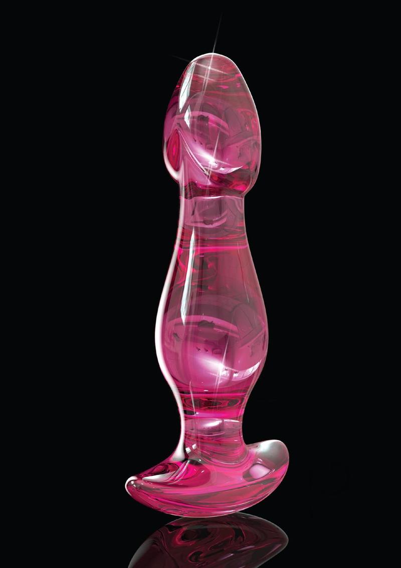 Icicles No 73 Beaded Glass Anal Plug Pink, elegant hand-crafted glass plug for smooth backdoor play.