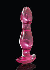 Icicles No 73 Beaded Glass Anal Plug Pink, elegant hand-crafted glass plug for smooth backdoor play.
