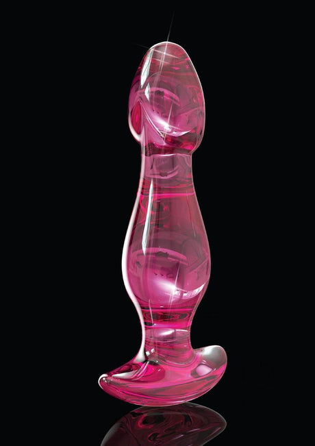 Icicles No 73 Beaded Glass Anal Plug Pink, elegant hand-crafted glass plug for smooth backdoor play.