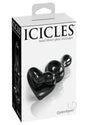 Icicles No 74 Beaded Heart Shaped Glass Anal Plug Black, elegant hand-blown glass anal plug with beaded design.
