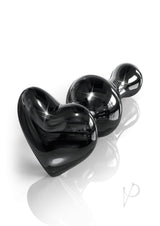 Icicles No 74 Beaded Heart Shaped Glass Anal Plug Black showcasing its elegant heart shape and sleek design