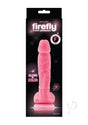 Firefly 5 Inch Pleasures Glow In The Dark Dildo Pink packaged in a vibrant display, showcasing its glow feature.