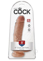King Cock Dildo with Balls 8 inch Caramel in packaging highlighting realism and suction base.