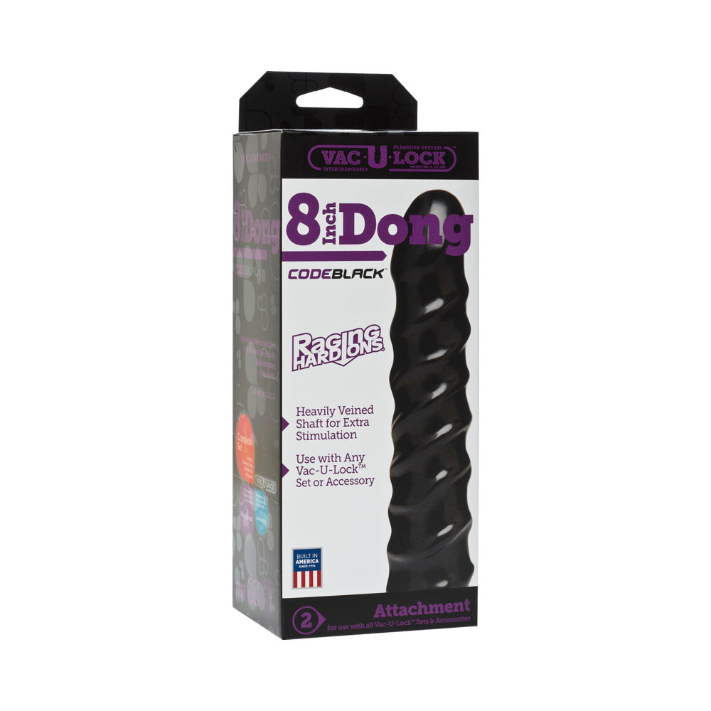 Vac-U-Lock - 8 inches Dong - Raging Hard-Ons CODEBLACK