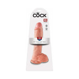 King Cock 10 inches Cock With Balls Realistic Suction Cup Dildo Beige