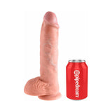 King Cock 10 inches Cock With Balls Realistic Suction Cup Dildo Beige