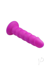Suga' Daddy Silicone Dildo 7 Inch Purple with a twisted shaft and contoured head for satisfying stimulation.