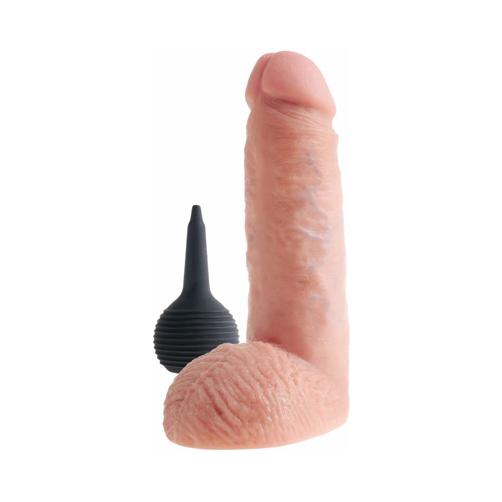 King Cock 8 inches Squirting Cock With Balls Realistic Dildo Beige