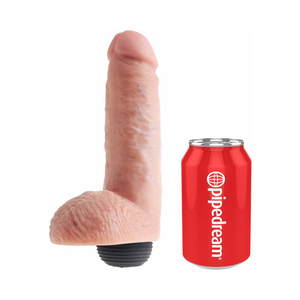 King Cock 8 inches Squirting Cock With Balls Realistic Dildo Beige