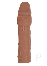 Natural Realskin Penis Xtender Vibrating Chocolate lifelike extension sleeve for enhanced pleasure.