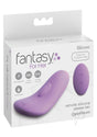 Fantasy For Her Please Her Panty Vibe Remote Purple packaging showing a compact, rechargeable silicone vibrator.
