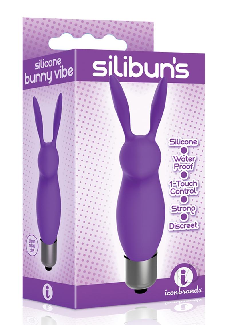 The 9's Silibuns Silicone Bunny Bullet Purple packaging with playful bunny design in soft purple color.