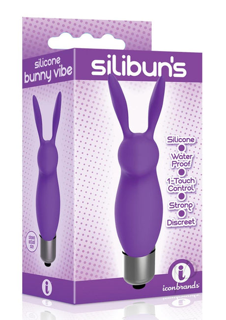 The 9's Silibuns Silicone Bunny Bullet Purple packaging with playful bunny design in soft purple color.