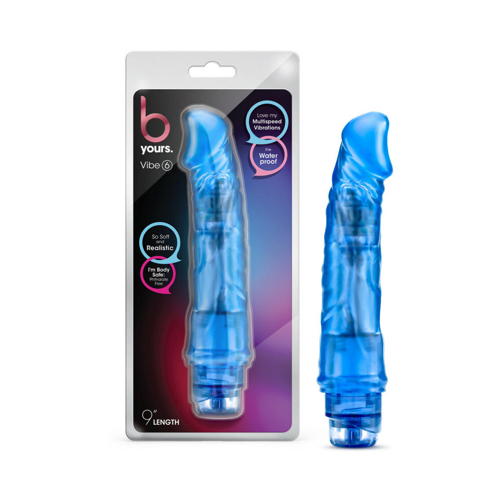 B Yours Vibe 6 Realistic 9.25 inches Vibrating Dildo Blue