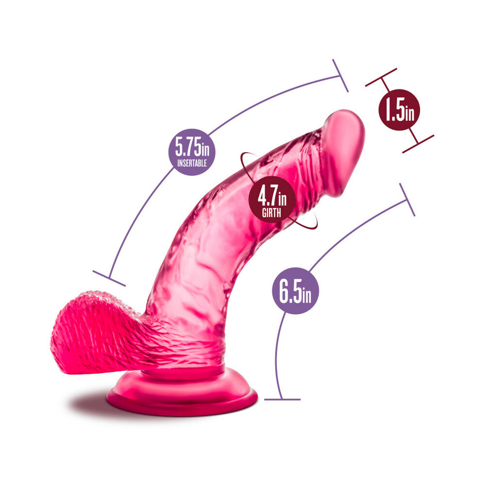 B Yours Sweet 'n Hard 8 Realistic 6.5 inches Dildo with Balls Pink