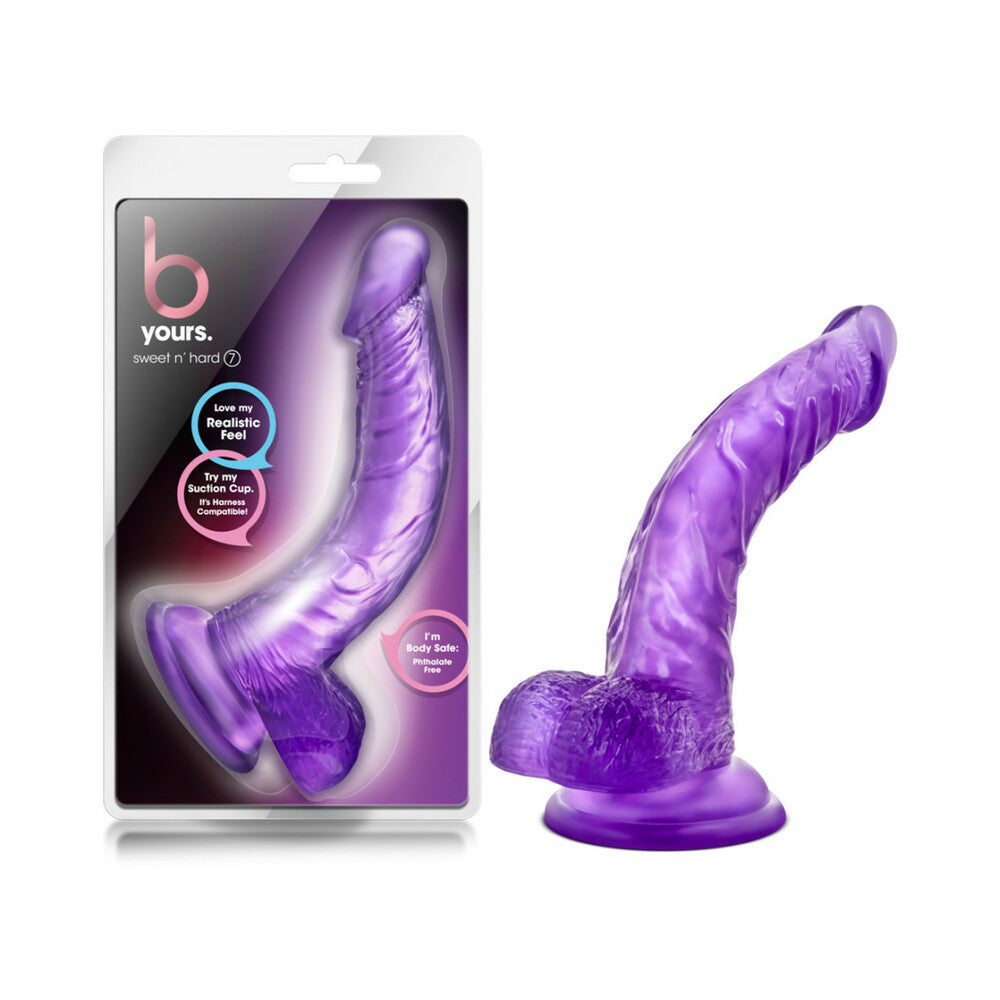 B Yours Sweet 'n Hard 7 Realistic 8.5 inches Dildo with Balls Purple