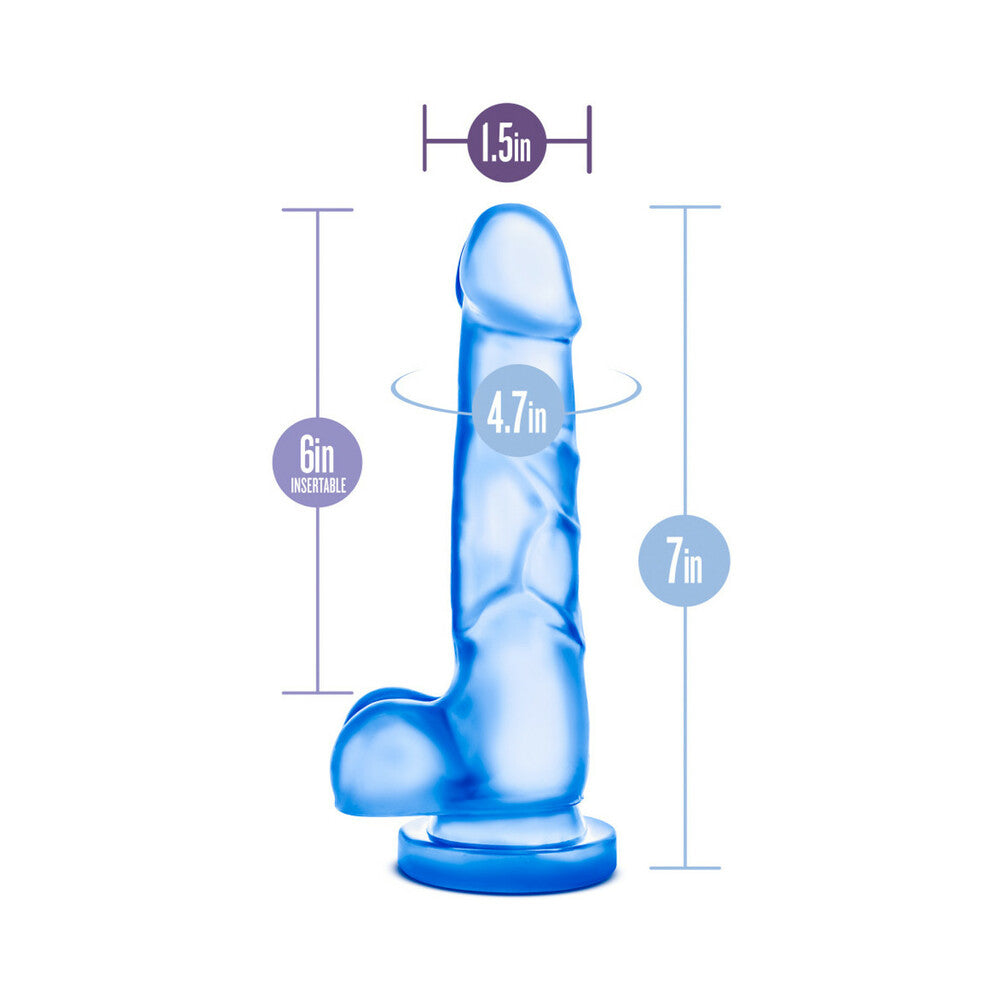 B Yours Sweet 'n Hard 4 Realistic 7 inches Dildo with Balls Blue
