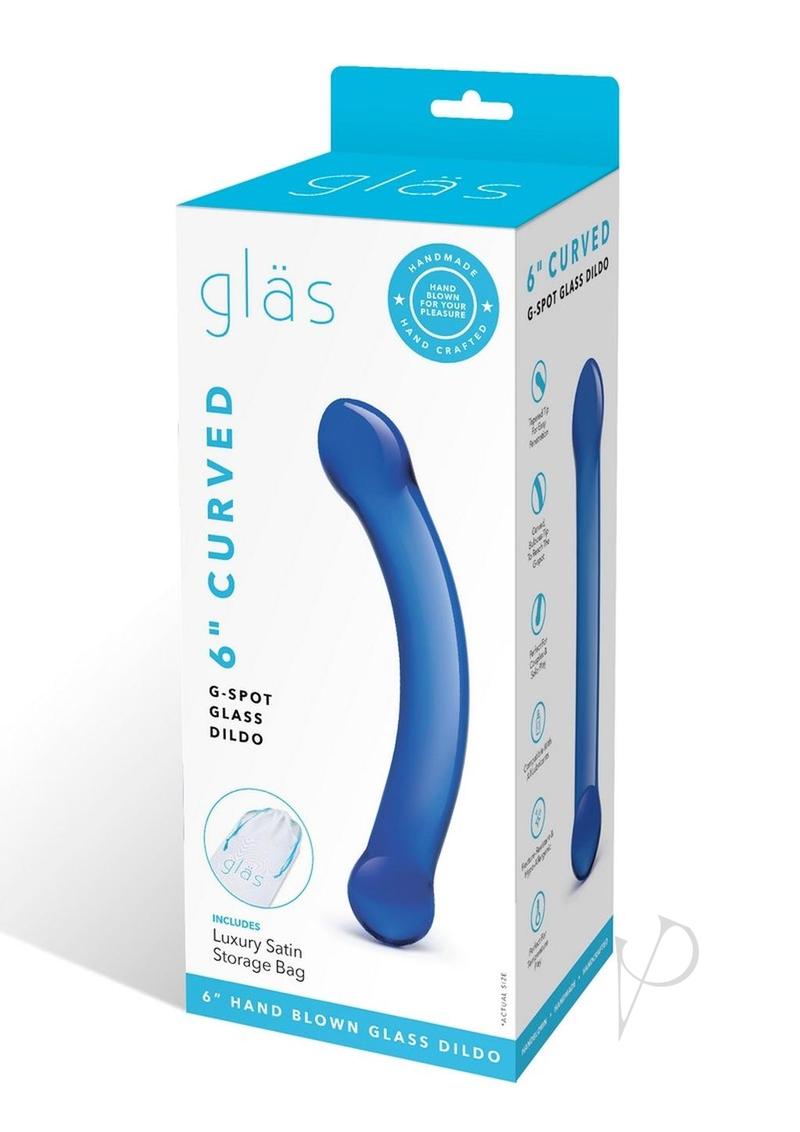 Glas 6 inches Curved G-Spot Glass Dildo Blue