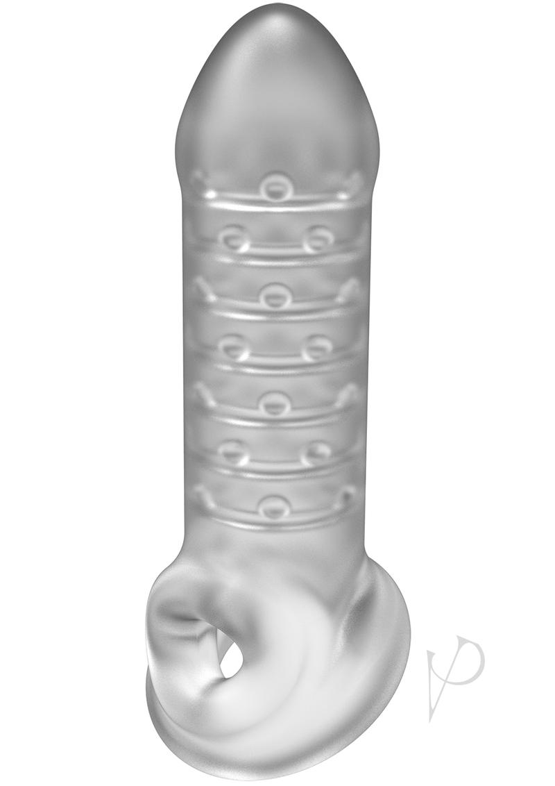 OptiMALE Thin Extender with Ball Strap Frost, clear sleeve for added length and stimulation.