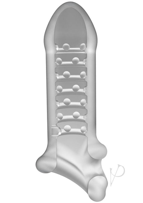 OptiMALE Thin Extender with Ball Strap Frost in sheer material for added length and stimulation.
