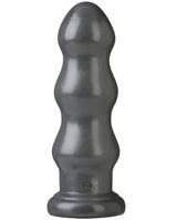 American Bombshell B10 Tango Dildo in dark gray with a unique ripple design and sturdy base.