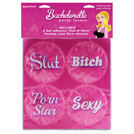 Bachelorette Party Favors 4-Pack Flashing Light Party Stickers Pink