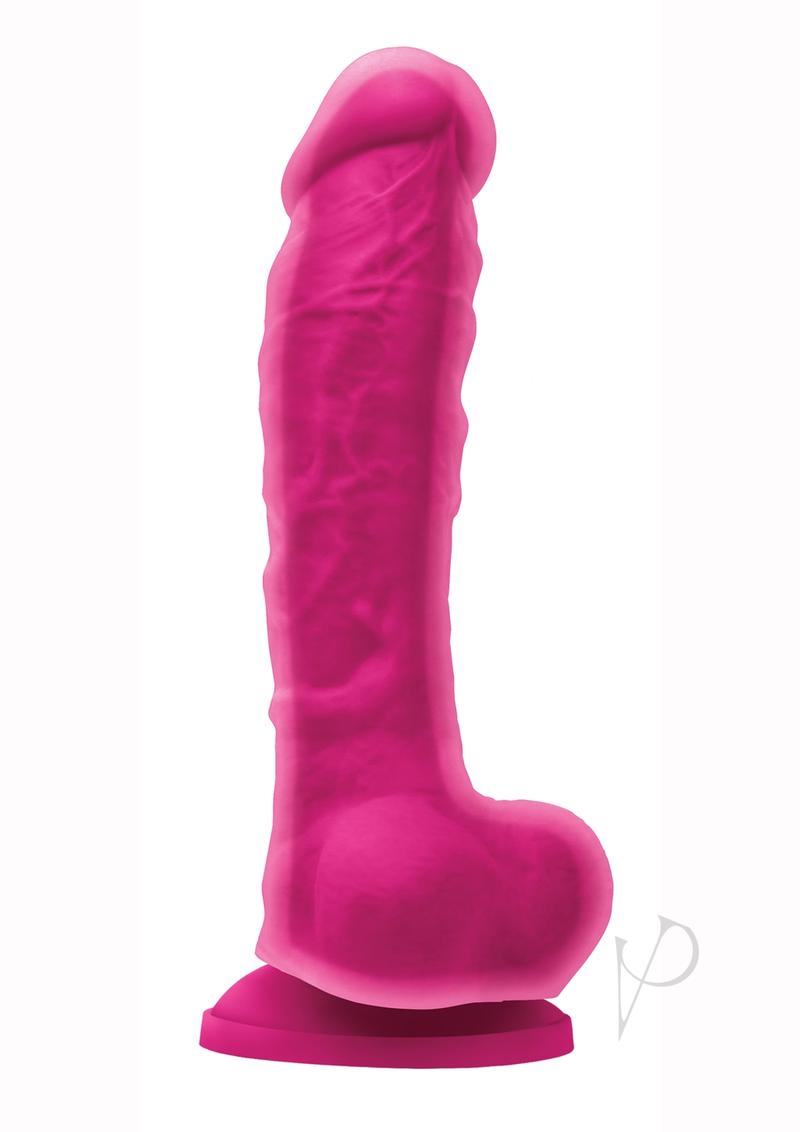 Colours Dual Density Silicone Dildo 8 inch Pink showcasing its lifelike design and vibrant pink color for pleasurable experiences.