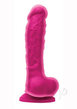 Colours Dual Density Silicone Dildo 8 inch Pink showcasing its lifelike design and vibrant pink color for pleasurable experiences.