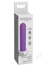 Fantasy For Her Multi Speed Bullet Vibrator Purple packaging featuring a sleek rechargeable design.