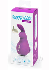 Happy Rabbit Mini Ears Silicone Clitoral Vibrator Purple packaging with features listed.