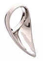 Rouge Stainless Steel Play Tear Drop Cockring 45mm Silver showing sleek design and smooth pointed tip.
