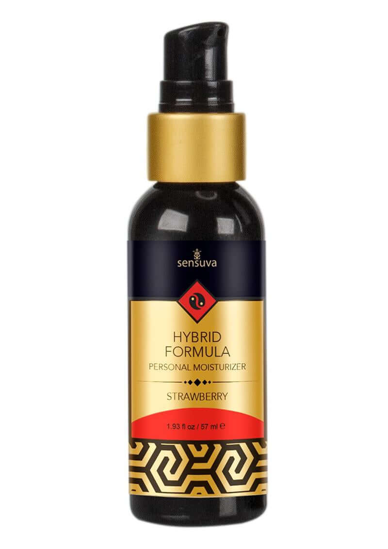 Sensuva Hybrid Strawberry Flavored Lubricant 1.93 oz bottle featuring hybrid formula and strawberry flavor.