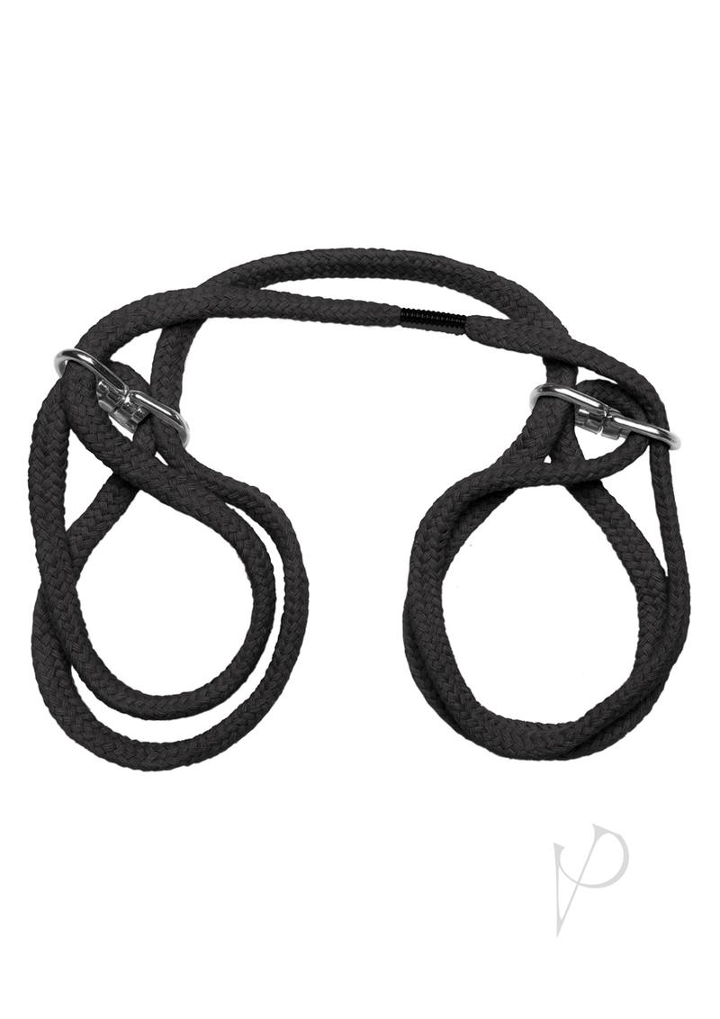 Japanese Style Bondage Cotton Cuffs Black made from soft, durable cotton for comfortable restraint and rope play.