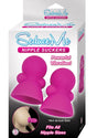 Seduce Me Nipple Suckers Silicone Vibrating Pink packaging featuring powerful vibration and fit for all nipple sizes.