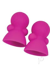 Seduce Me Nipple Suckers Silicone Vibrating Pink pair of pink silicone nipple suckers for enhanced pleasure.