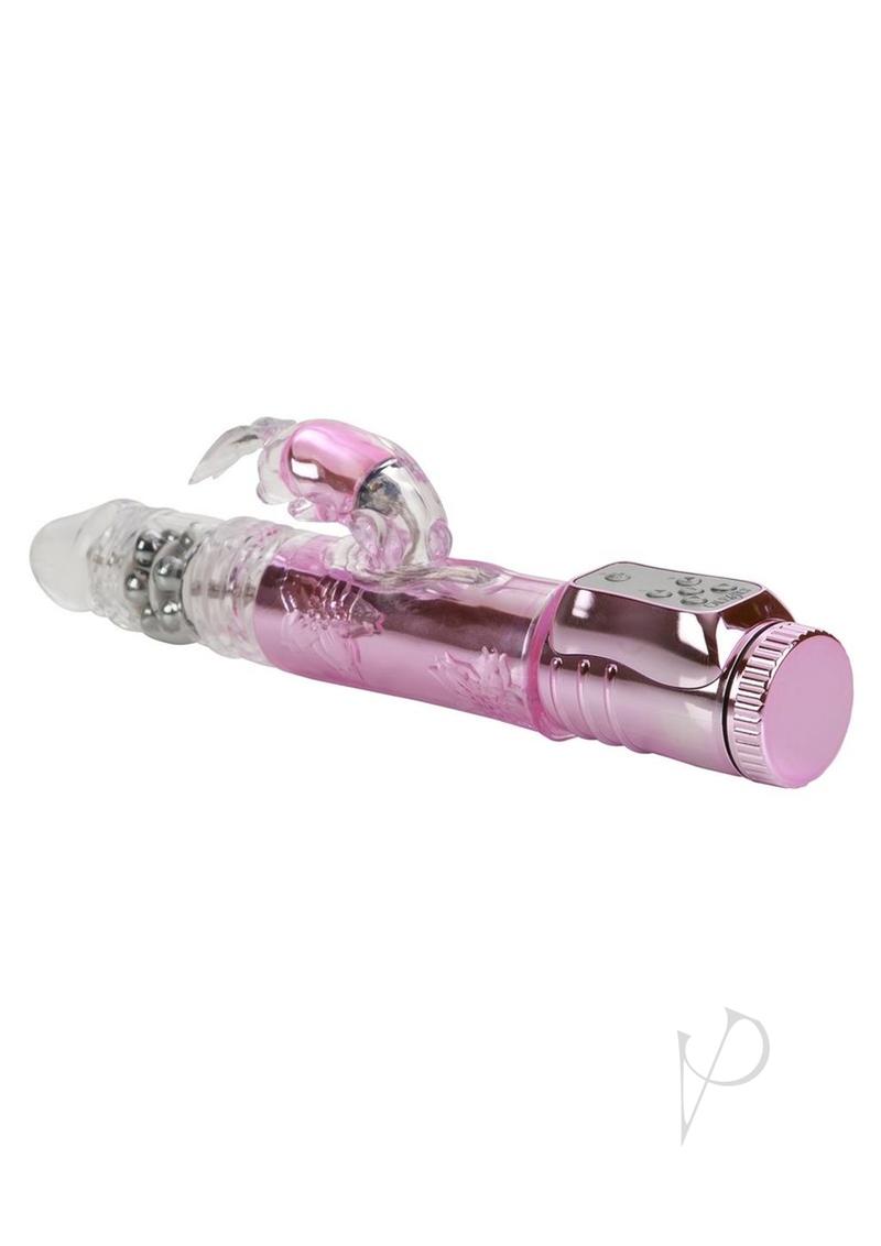 Jack Rabbit Thrusting Orgasm Beaded Rabbit Vibrator Pink with dual-action pleasure and textured design.